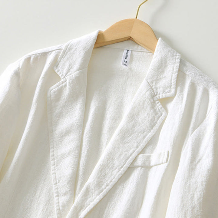 Buddha Stones Camicia da uomo in cotone e lino con tasche, a maniche lunghe, con patta con bottoni - image 6