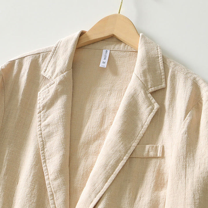 Buddha Stones Camicia da uomo in cotone e lino con tasche, a maniche lunghe, con patta con bottoni - image 11
