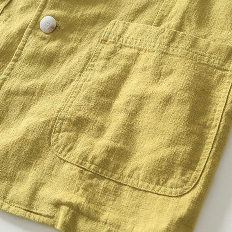 Buddha Stones Camicia da uomo in cotone e lino con tasche, a maniche lunghe, con patta con bottoni - image 24
