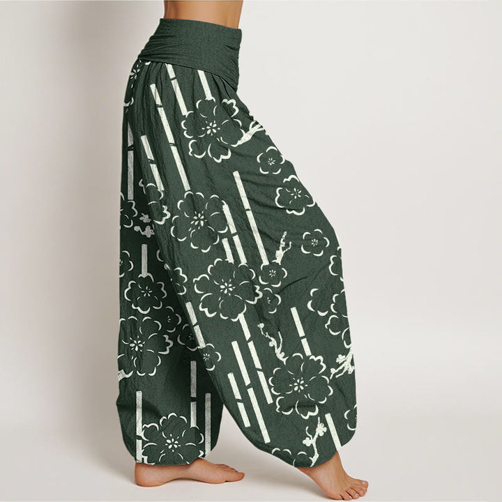 Pantaloni harem da donna con elastico in vita e motivo a linee floreali Buddha Stones - image 3