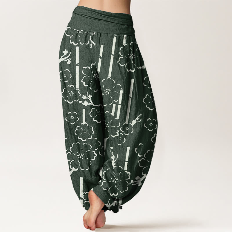 Pantaloni harem da donna con elastico in vita e motivo a linee floreali Buddha Stones - image 2