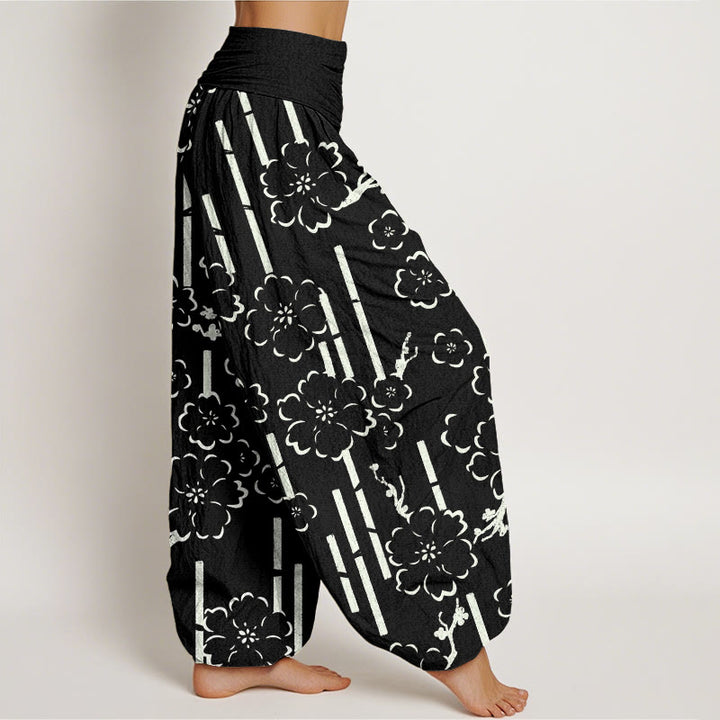 Pantaloni harem da donna con elastico in vita e motivo a linee floreali Buddha Stones - image 7