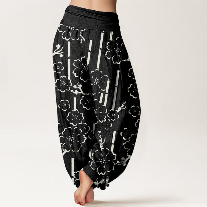 Pantaloni harem da donna con elastico in vita e motivo a linee floreali Buddha Stones - image 6
