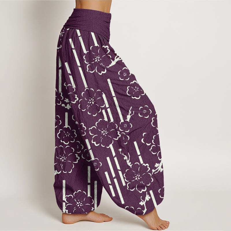 Pantaloni harem da donna con elastico in vita e motivo a linee floreali Buddha Stones - image 10