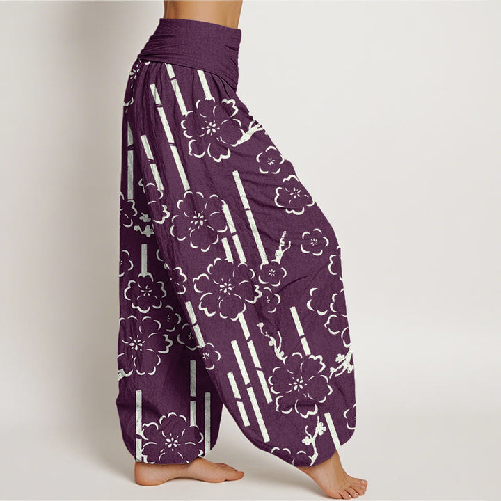 Pantaloni harem da donna con elastico in vita e motivo a linee floreali Buddha Stones - image 10