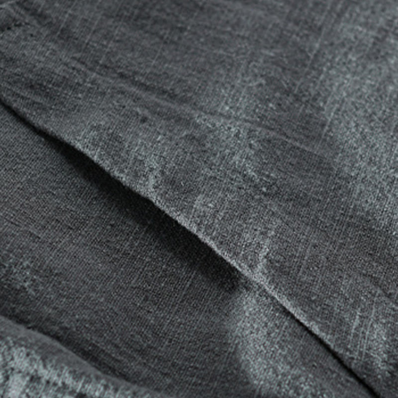 Camicia da uomo in cotone e lino a maniche lunghe con tasche, modello Buddha Stones, modello Spring Daily, con bottoni semplici e colletto alto - image 16