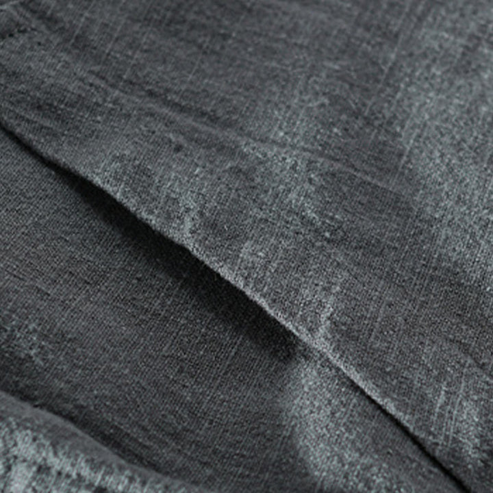 Camicia da uomo in cotone e lino a maniche lunghe con tasche, modello Buddha Stones, modello Spring Daily, con bottoni semplici e colletto alto - image 16
