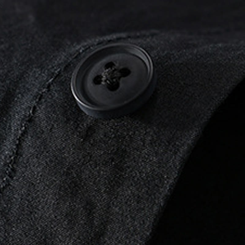 Camicia da uomo in cotone e lino a maniche lunghe con tasche, modello patchwork , Buddha Stones Spring Daily Line - image 20