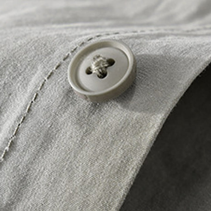 Camicia da uomo in cotone e lino a maniche lunghe con tasche, modello patchwork , Buddha Stones Spring Daily Line - image 5