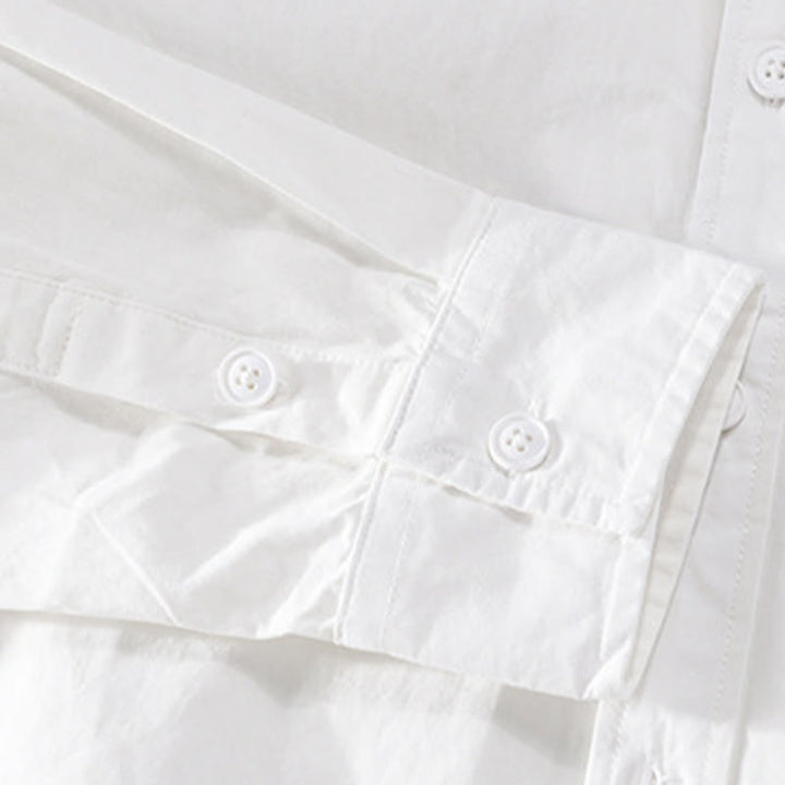 Camicia da uomo in cotone e lino a maniche lunghe con tasche, modello patchwork , Buddha Stones Spring Daily Line - image 12