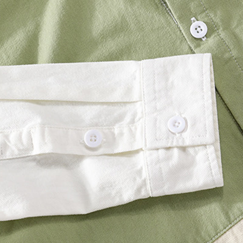 Camicia da uomo in cotone e lino con tasche, maniche lunghe, bottoni, risvolto a contrasto, cuciture primaverili Buddha Stones - image 11