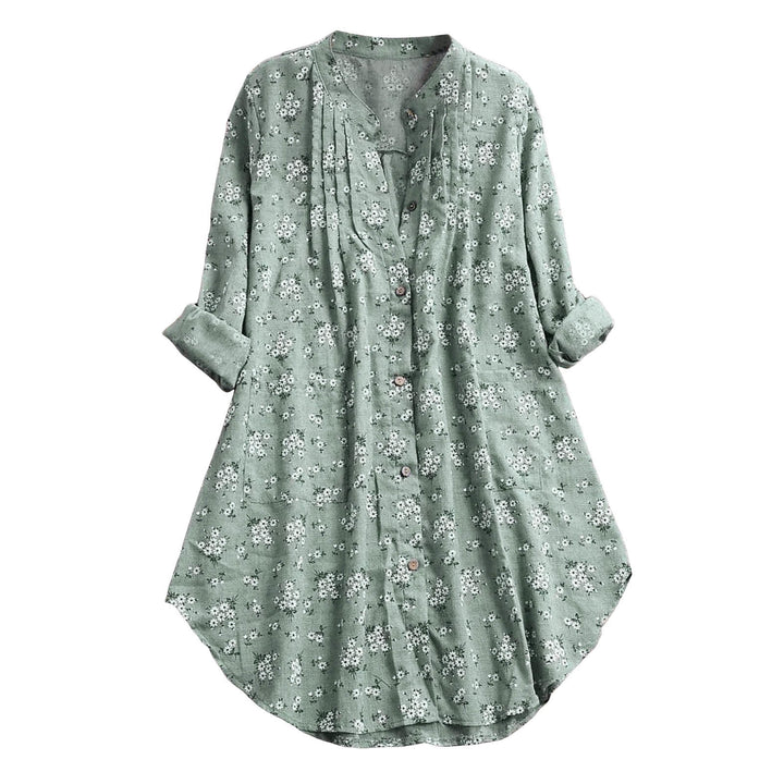 Camicia da donna a maniche lunghe con bottoni e stampa floreale Buddha Stones. - image 2