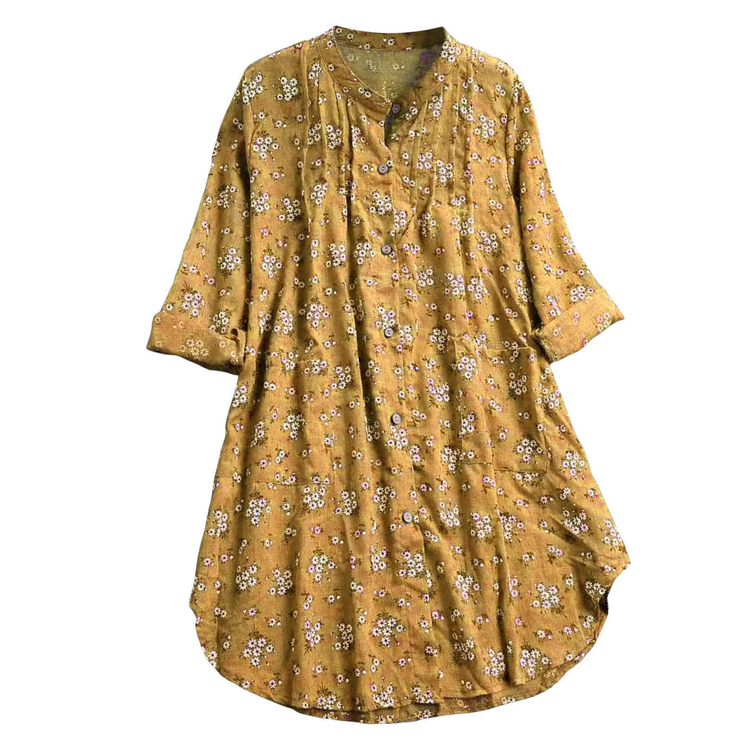 Camicia da donna a maniche lunghe con bottoni e stampa floreale Buddha Stones. - image 5