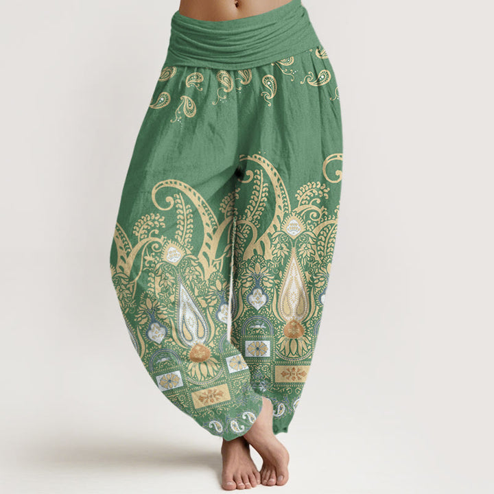 Pantaloni harem da donna con elastico in vita e motivo floreale Paisley Buddha Stones - Verdemare medio - US22, UK/AU26, EU54 (6XL) - image 5