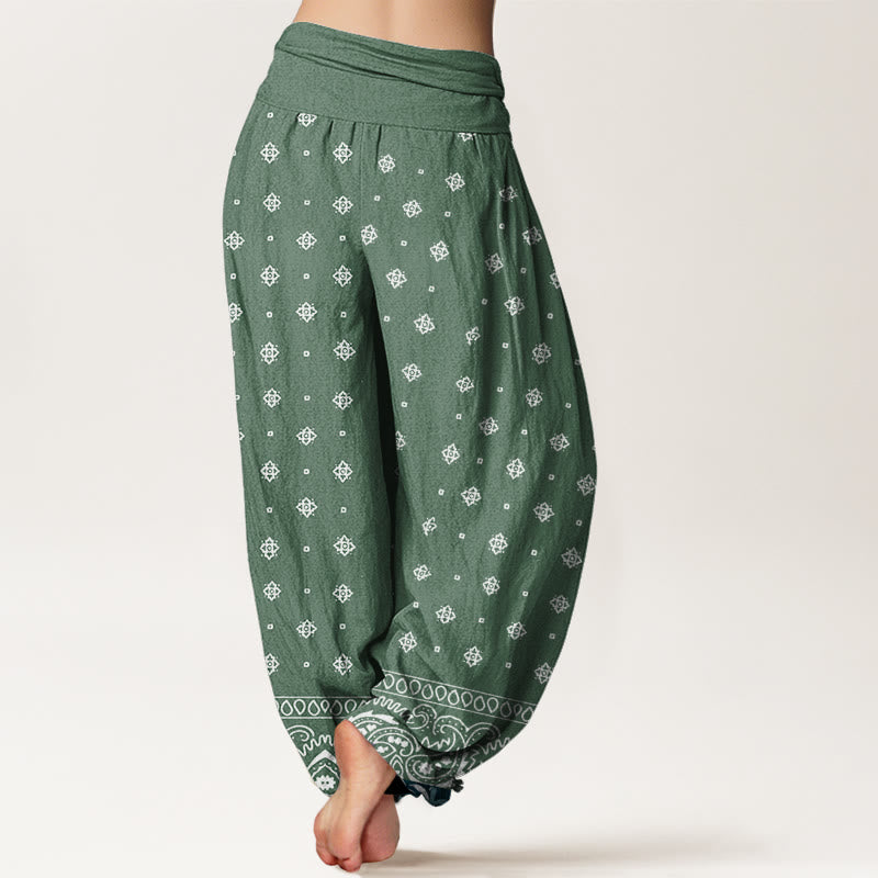 Pantaloni harem da donna con elastico in vita e motivo geometrico Paisley con Buddha Stones - image 2