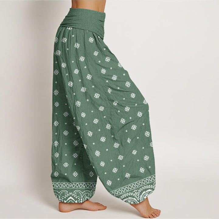 Pantaloni harem da donna con elastico in vita e motivo geometrico Paisley con Buddha Stones - image 3