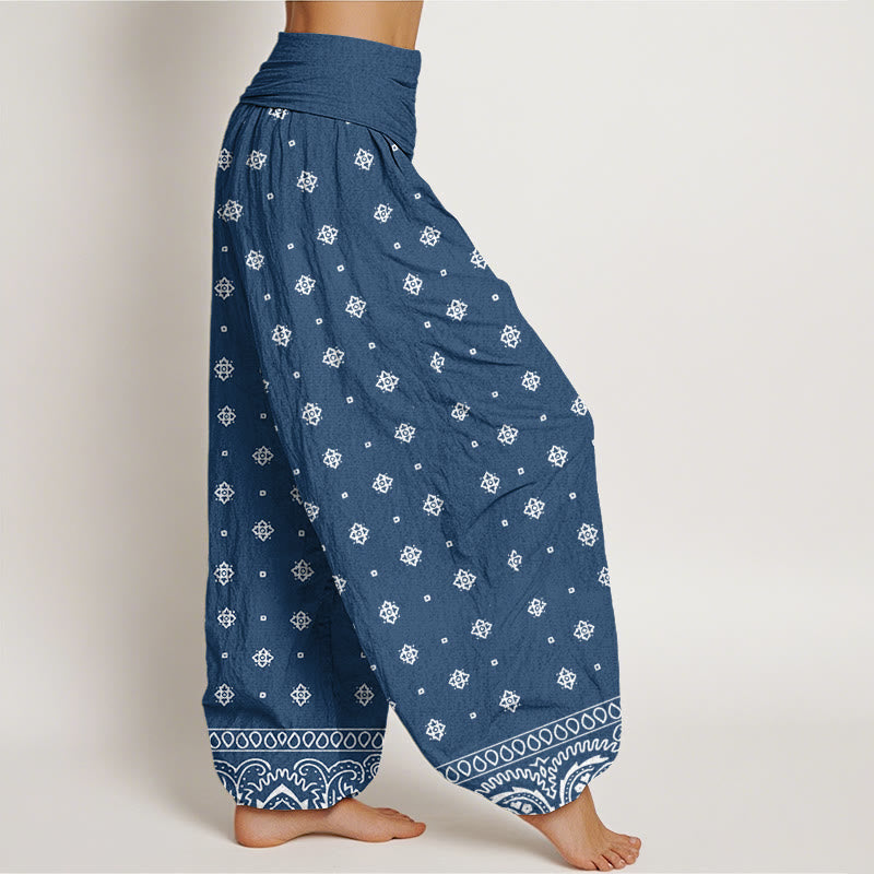 Pantaloni harem da donna con elastico in vita e motivo geometrico Paisley con Buddha Stones - image 7