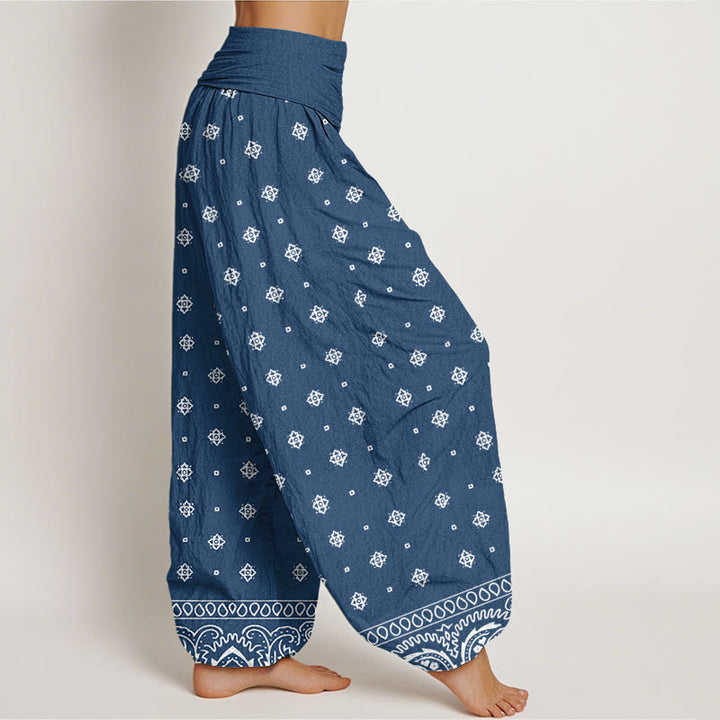Pantaloni harem da donna con elastico in vita e motivo geometrico Paisley con Buddha Stones - image 7