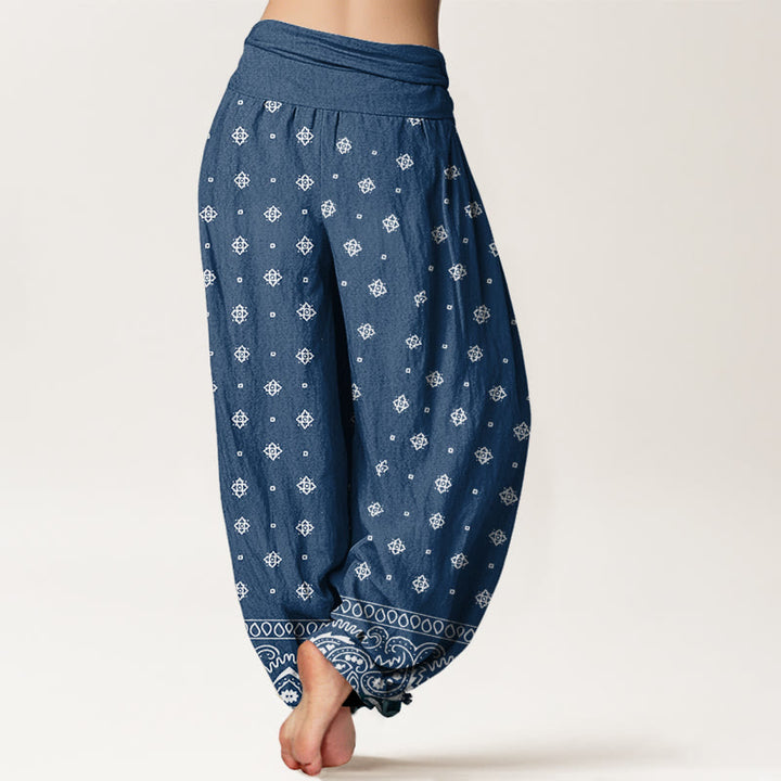 Pantaloni harem da donna con elastico in vita e motivo geometrico Paisley con Buddha Stones - image 6