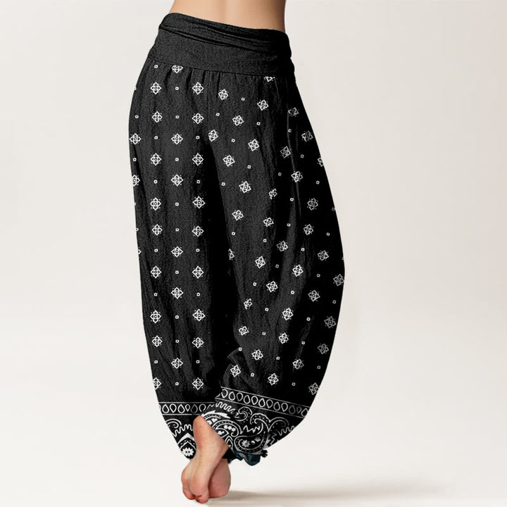 Pantaloni harem da donna con elastico in vita e motivo geometrico Paisley con Buddha Stones - image 9