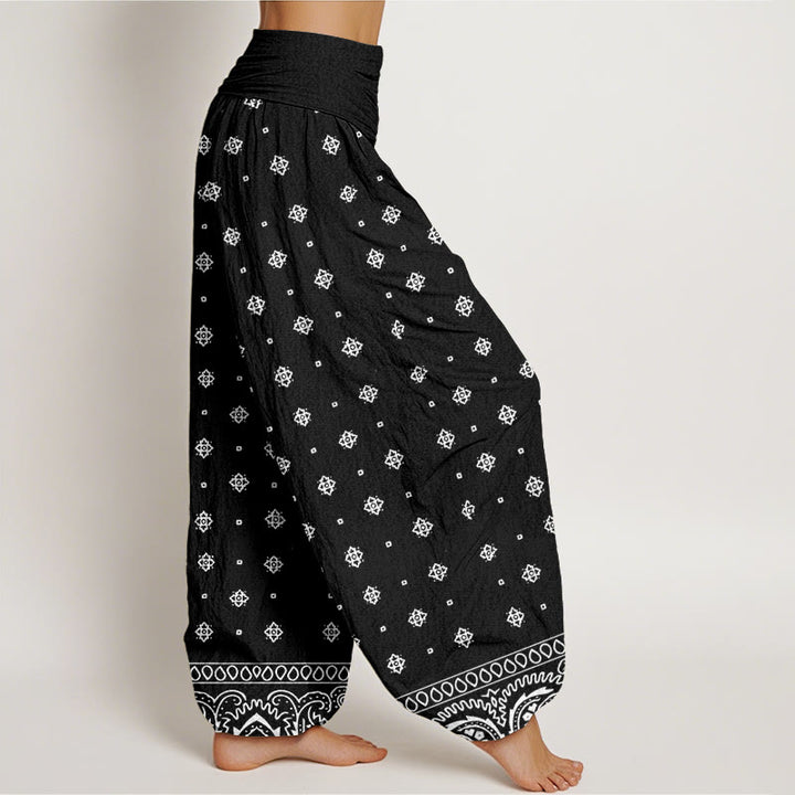 Pantaloni harem da donna con elastico in vita e motivo geometrico Paisley con Buddha Stones - image 10
