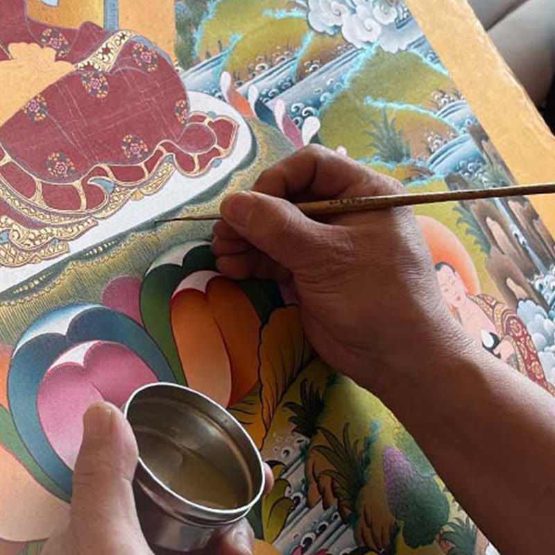 Buddha Stones, pittura tibetana Thangka, decorazione fatta a mano (stile casuale)