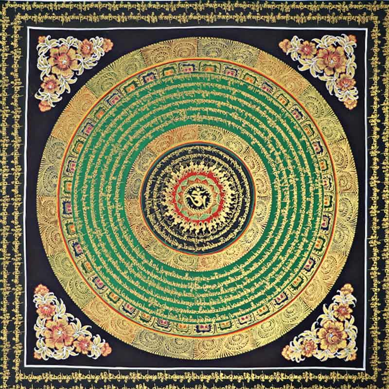 Buddha Stones , pittura tibetana Thangka, Om Mani Padme Hum, scrittura, decorazione fatta a mano (stile casuale) - image 14