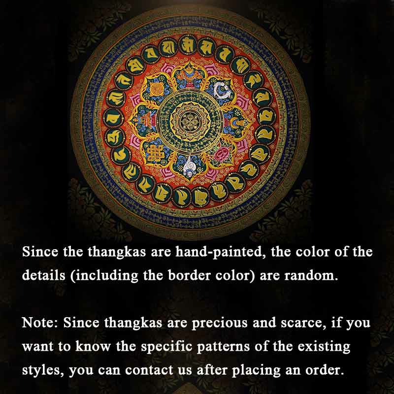 Buddha Stones , pittura tibetana Thangka, Om Mani Padme Hum, scrittura, decorazione fatta a mano (stile casuale)