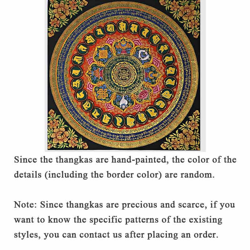 Buddha Stones , pittura tibetana Thangka, Om Mani Padme Hum, scrittura, decorazione fatta a mano (stile casuale) - 21,65*21,65 pollici/55*55 cm (stile Thangka casuale, contattare il servizio clienti per visualizzare gli stili disponibili) - image 1