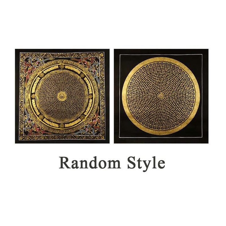 Buddha Stones, pittura tibetana Thangka, Om Mani Padme Hum, drago, fenice, scrittura, decorazione fatta a mano (stile casuale)