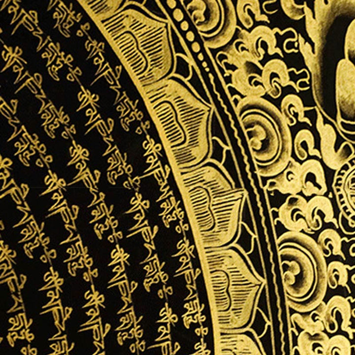 Buddha Stones, pittura tibetana Thangka, Om Mani Padme Hum, drago, fenice, scrittura, decorazione fatta a mano (stile casuale)