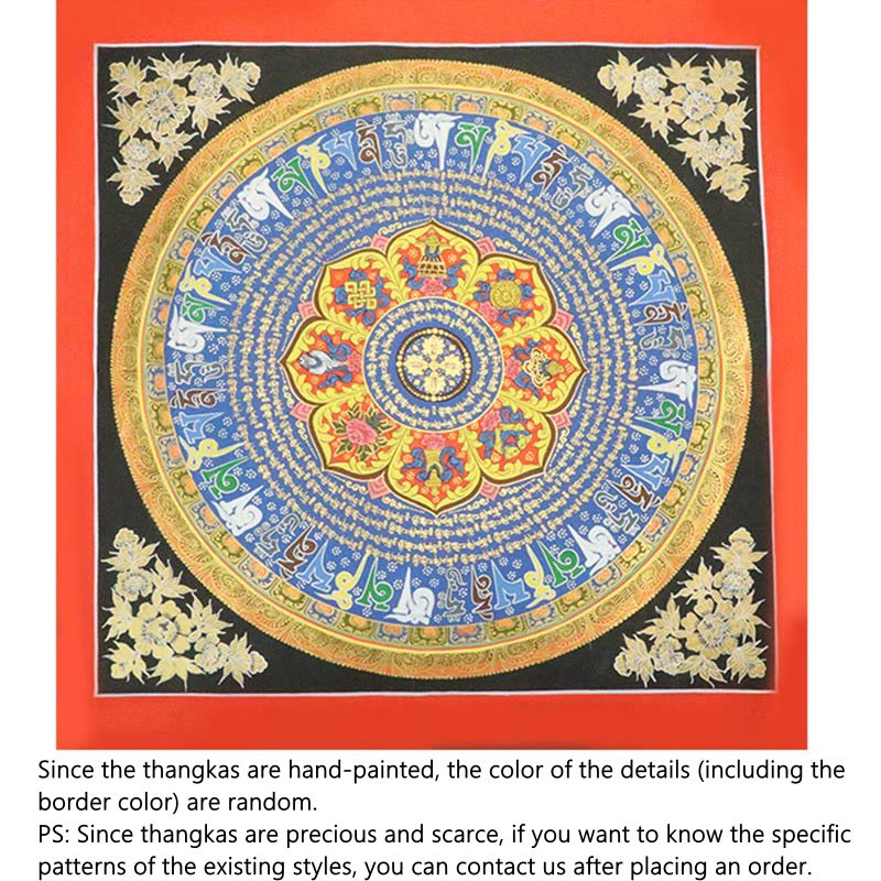 Buddha Stones, pittura tibetana Thangka, Om Mani Padme Hum, drago, fenice, scrittura, decorazione fatta a mano (stile casuale)