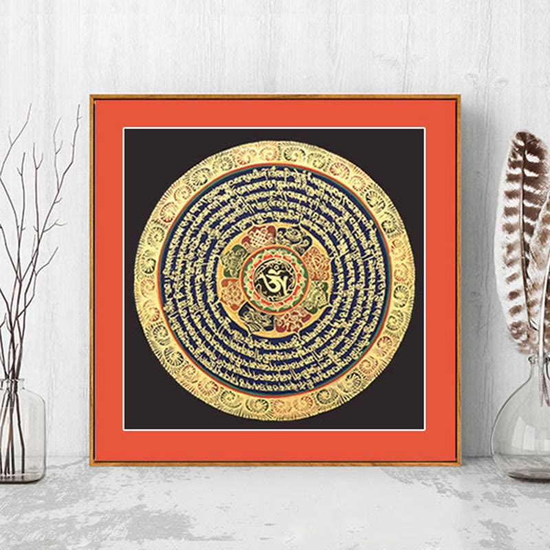 Buddha Stones, pittura tibetana Thangka, sei parole vere, scrittura, decorazione fatta a mano, scatola cieca (stile casuale) - image 0