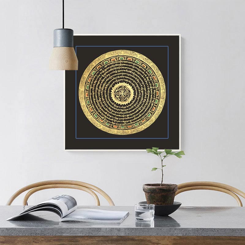 Buddha Stones, pittura tibetana Thangka, sei parole vere, scrittura, decorazione fatta a mano, scatola cieca (stile casuale)
