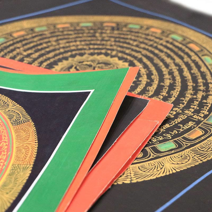 Buddha Stones, pittura tibetana Thangka, sei parole vere, scrittura, decorazione fatta a mano, scatola cieca (stile casuale)
