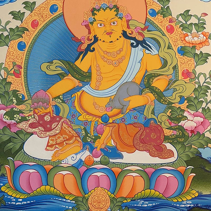 Buddha Stones, pittura tibetana Thangka, Dio giallo della ricchezza, Tara verde, Avalokitesvara, decorazione fatta a mano, scatola cieca (stile casuale)
