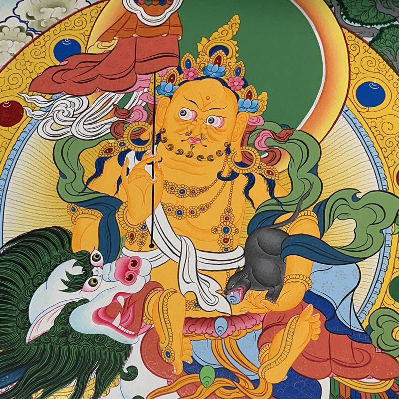 Buddha Stones, pittura tibetana Thangka, Dio giallo della ricchezza, Tara verde, Avalokitesvara, decorazione fatta a mano, scatola cieca (stile casuale)