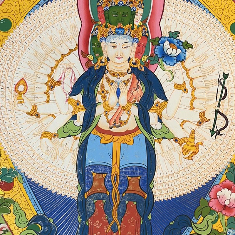 Buddha Stones, pittura tibetana Thangka, Dio giallo della ricchezza, Tara verde, Avalokitesvara, decorazione fatta a mano, scatola cieca (stile casuale)