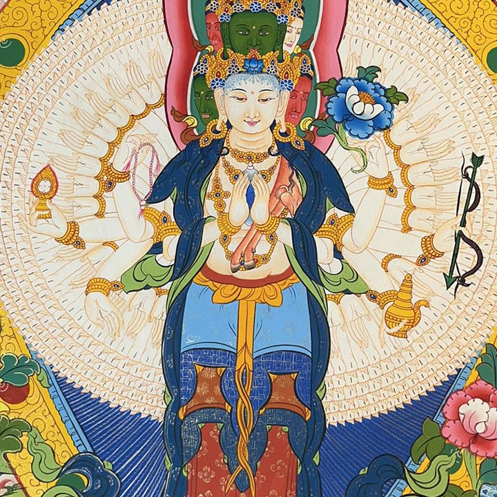 Buddha Stones, pittura tibetana Thangka, Dio giallo della ricchezza, Tara verde, Avalokitesvara, decorazione fatta a mano, scatola cieca (stile casuale)