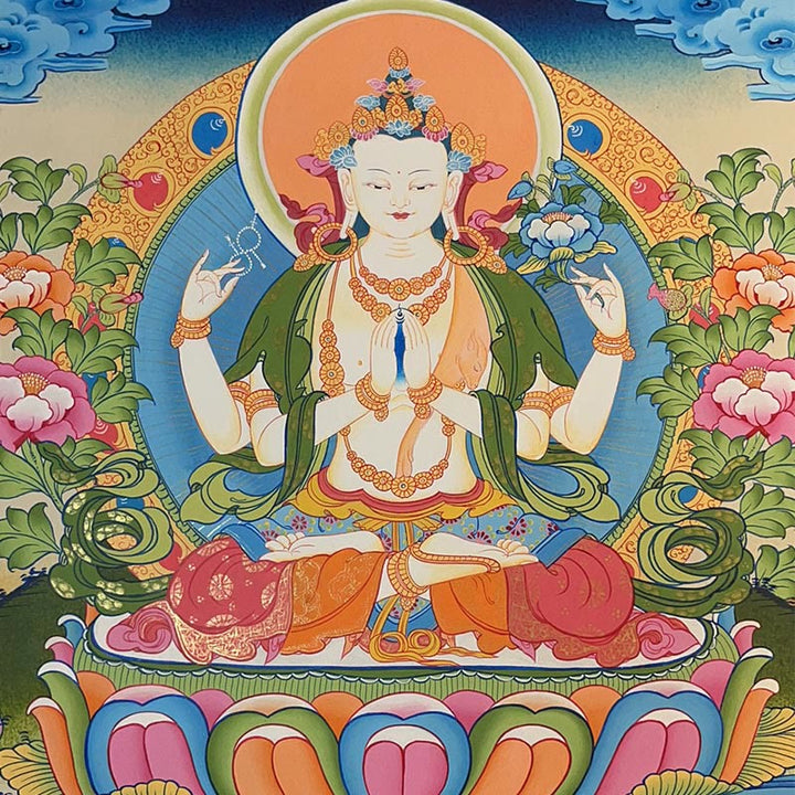 Buddha Stones, pittura tibetana Thangka, Dio giallo della ricchezza, Tara verde, Avalokitesvara, decorazione fatta a mano, scatola cieca (stile casuale)