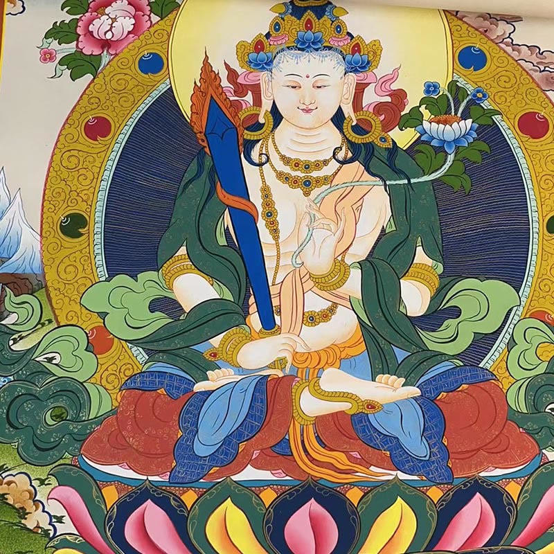 Buddha Stones, pittura tibetana Thangka, Dio giallo della ricchezza, Tara verde, Avalokitesvara, decorazione fatta a mano, scatola cieca (stile casuale)