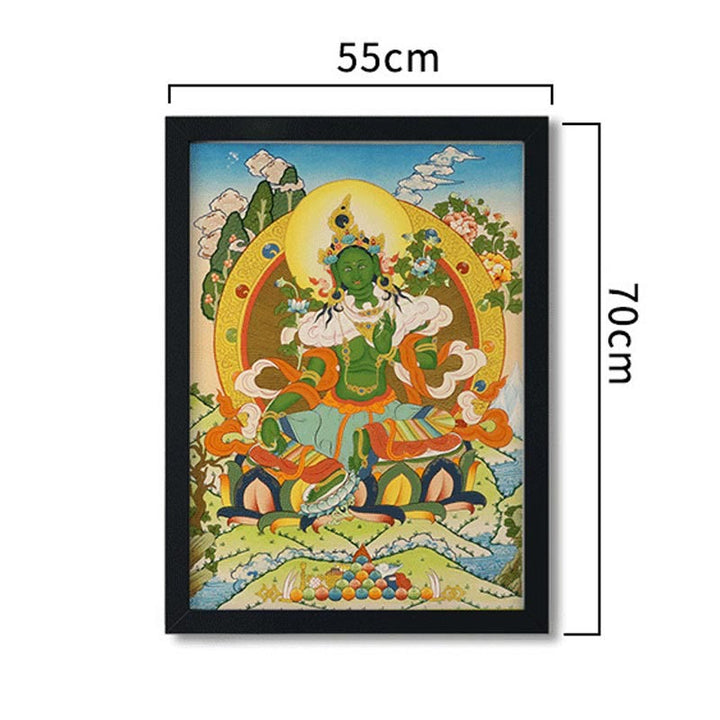 Buddha Stones, pittura tibetana Thangka, Dio giallo della ricchezza, Tara verde, Avalokitesvara, decorazione fatta a mano, scatola cieca (stile casuale)
