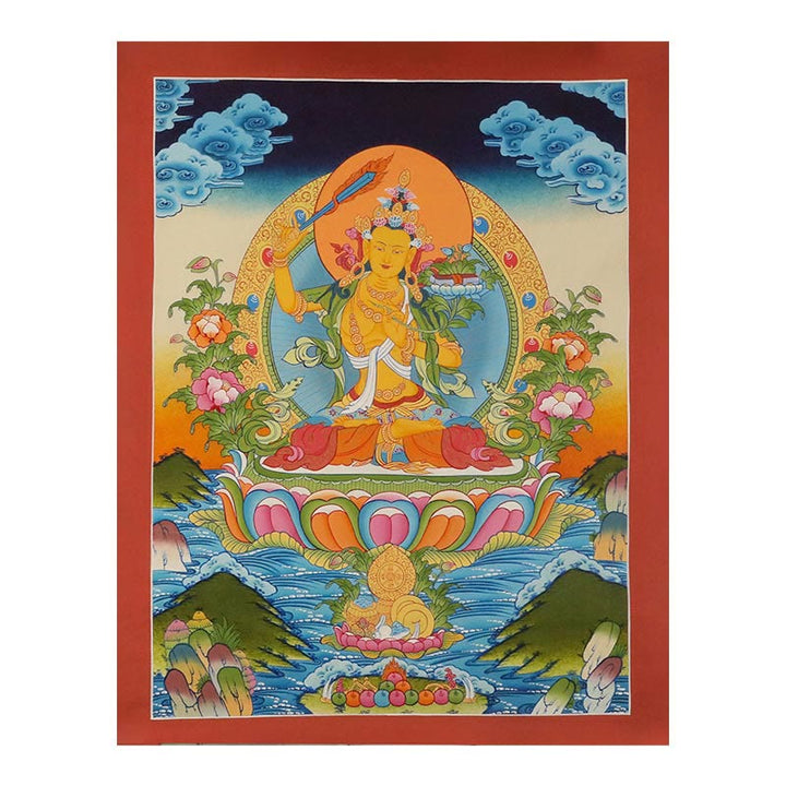 Buddha Stones, pittura tibetana Thangka, Dio giallo della ricchezza, Tara verde, Avalokitesvara, decorazione fatta a mano, scatola cieca (stile casuale)
