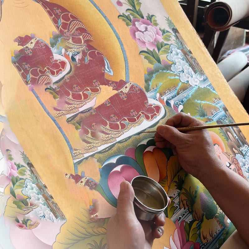 Buddha Stones, pittura tibetana Thangka, Dio giallo della ricchezza, Tara verde, Avalokitesvara, decorazione fatta a mano, scatola cieca (stile casuale)