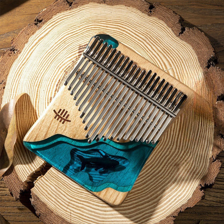 Buddha Stones Kalimba 17/21 tasti pianoforte a pollice in legno di faggio, balena blu profondo, pianoforte portatile per dita