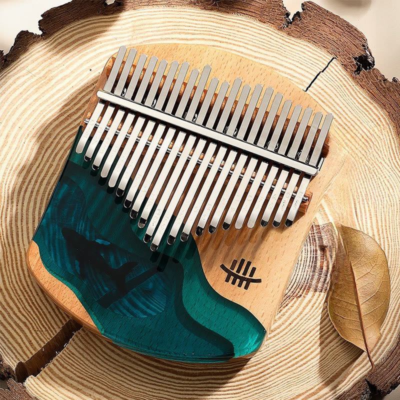 Buddha Stones Kalimba 17/21 tasti pianoforte a pollice in legno di faggio, balena blu profondo, pianoforte portatile per dita