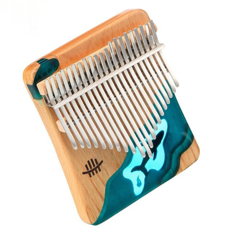 Buddha Stones Kalimba 17/21 tasti pianoforte a pollice in legno di faggio, balena blu profondo, pianoforte portatile per dita