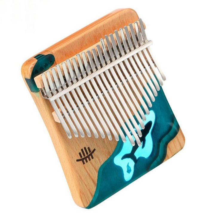 Buddha Stones Kalimba 17/21 tasti pianoforte a pollice in legno di faggio, balena blu profondo, pianoforte portatile per dita