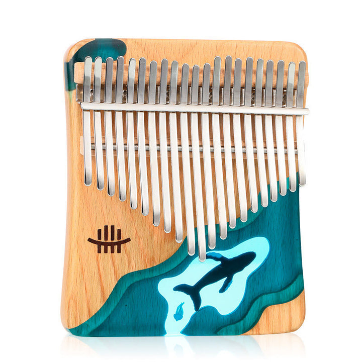 Buddha Stones Kalimba 17/21 tasti pianoforte a pollice in legno di faggio, balena blu profondo, pianoforte portatile per dita