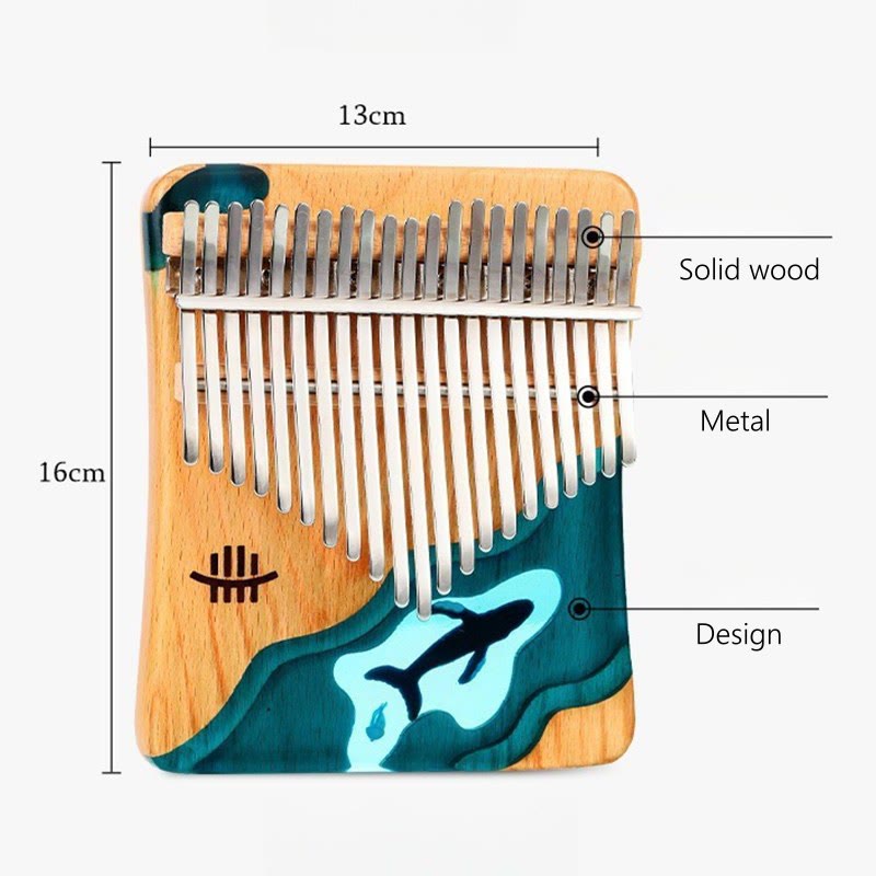 Buddha Stones Kalimba 17/21 tasti pianoforte a pollice in legno di faggio, balena blu profondo, pianoforte portatile per dita